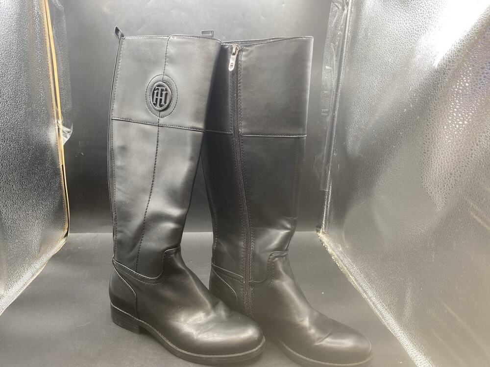 Tommy Hilfiger Riding Boots Black Leather size 6 1/2 M
